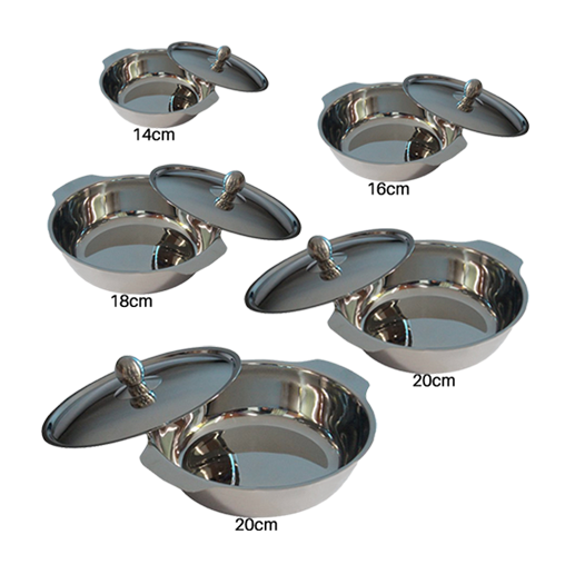 Two Handle SS Pot with SS Lid 14 CM